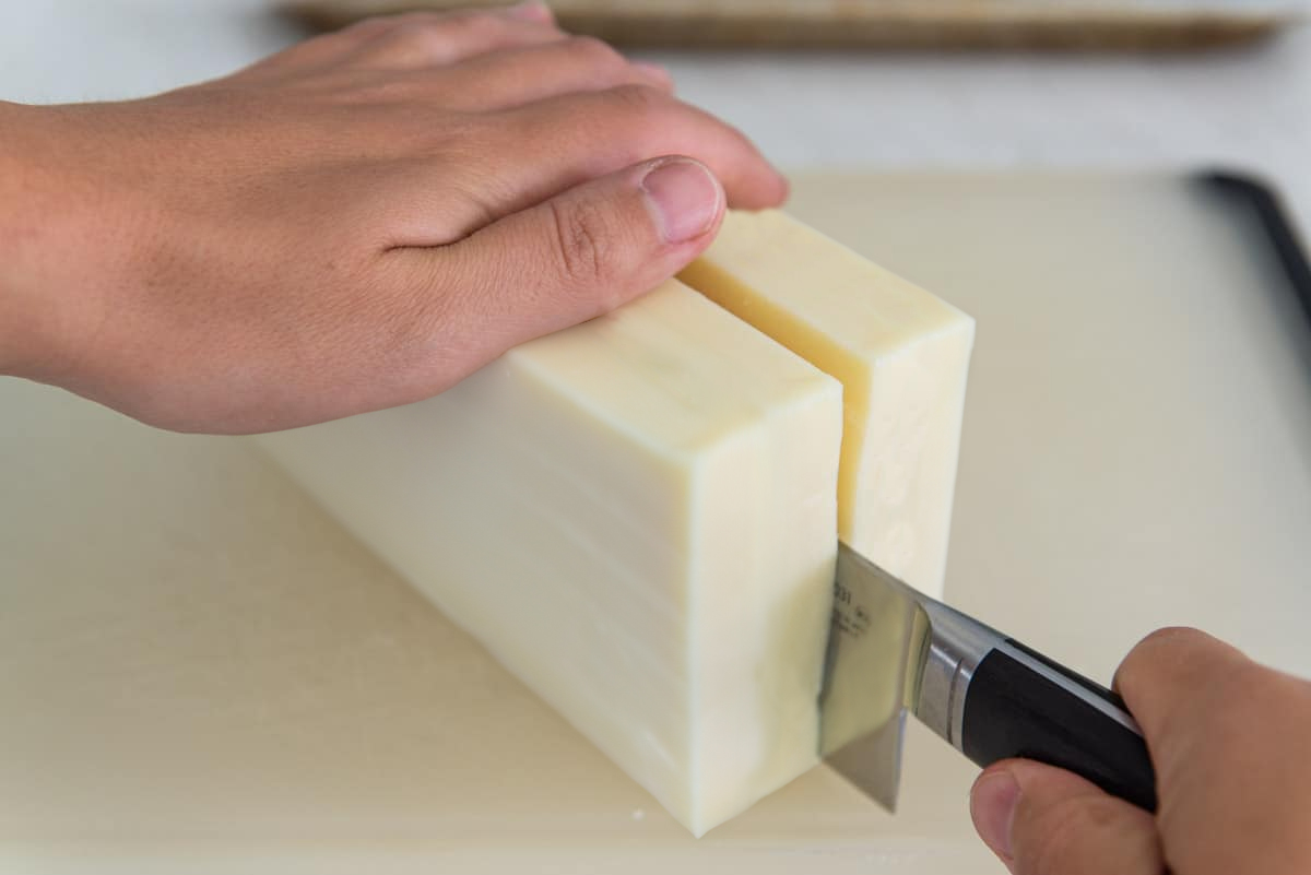 cutting cheese block